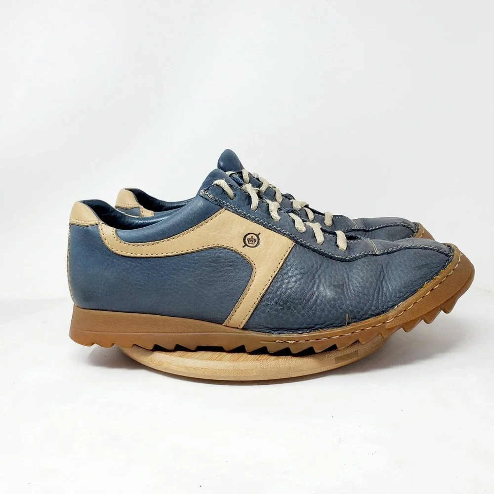Born Shoes Mens 11 Euro Retro Bowling Distressed Blue Leather Pelotas Sneaker
